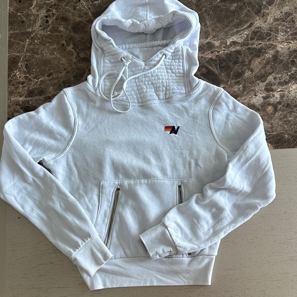 Aviator Nation White Hoodie with Logo